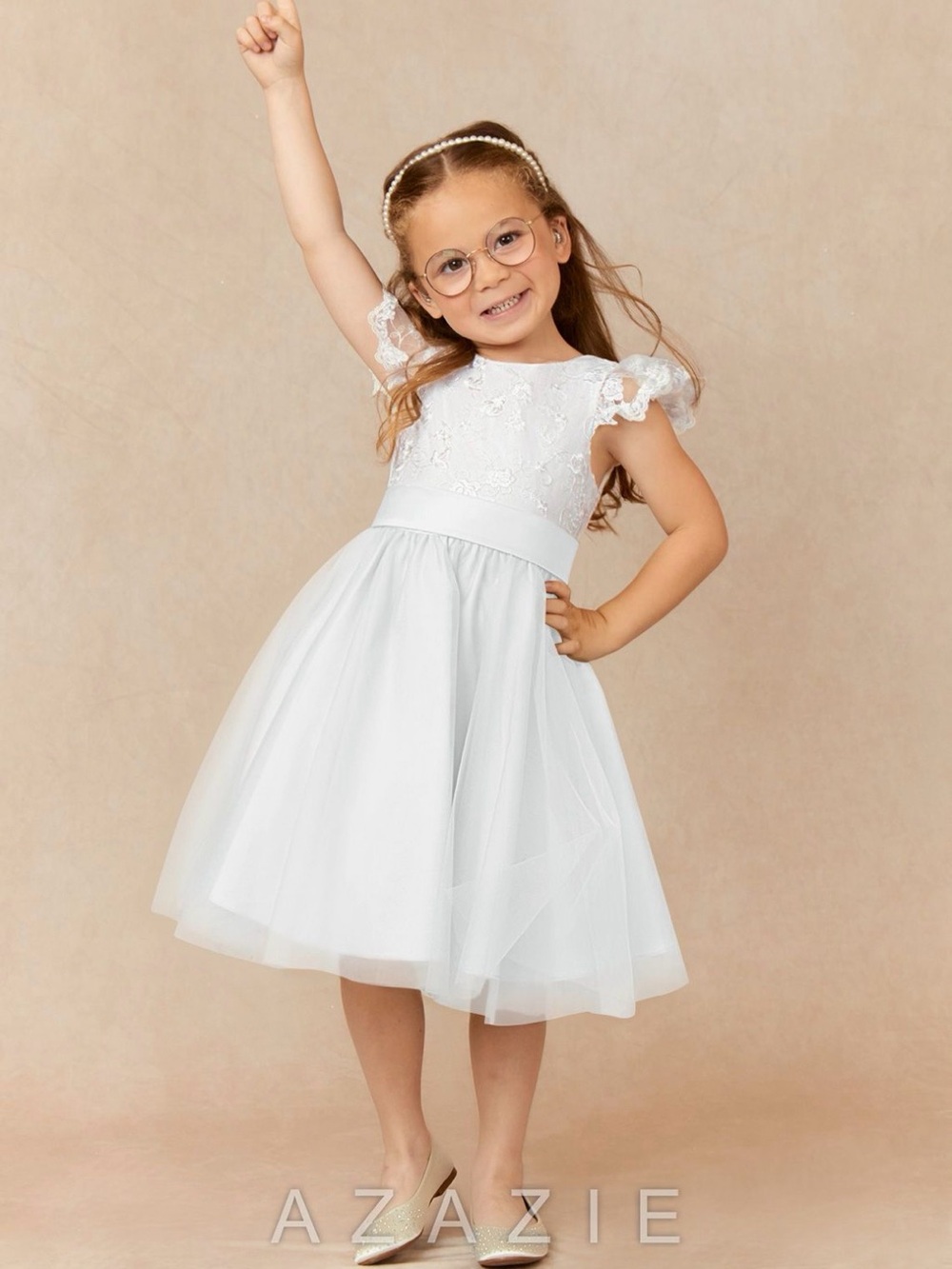 Azazie Vetty White Flower Girl Dress